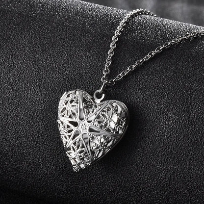 Collar con colgante de marco de fotos de corazón | Acero inoxidable