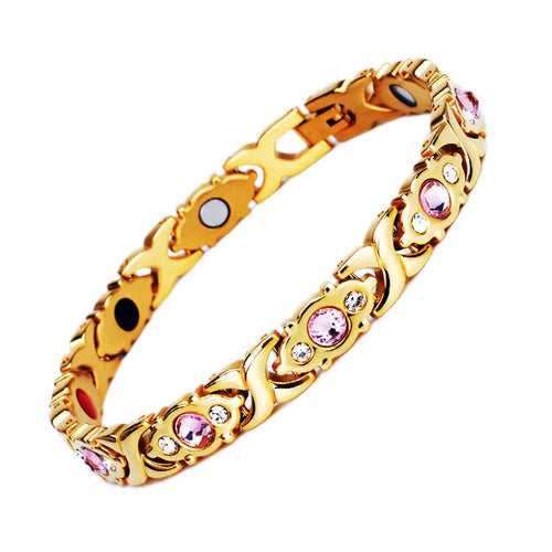 Pulsera de cristal Power Petals – Rosa y dorado