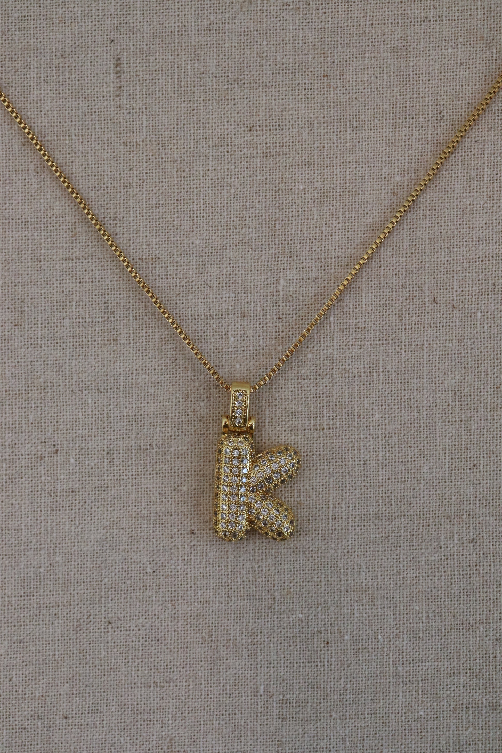 Crystal Initial Necklaces CZ Bubble Letter Jewelry Pretty