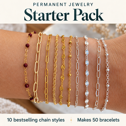 Permanent Jewelry Chain Starter Kit | 10 Curated Chains in 14K Gold Filled & Sterling Silver