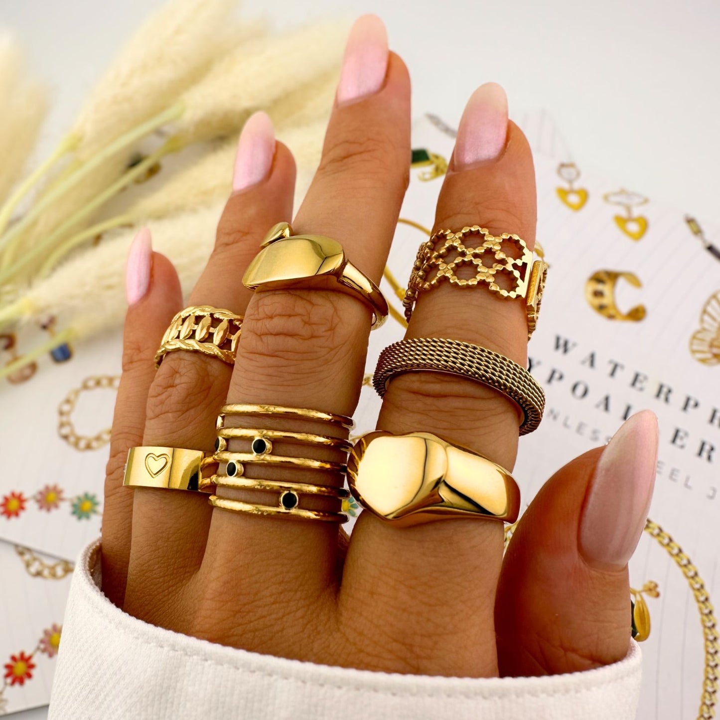 Modern Statement Band Ring in 18K Gold Plated Steel