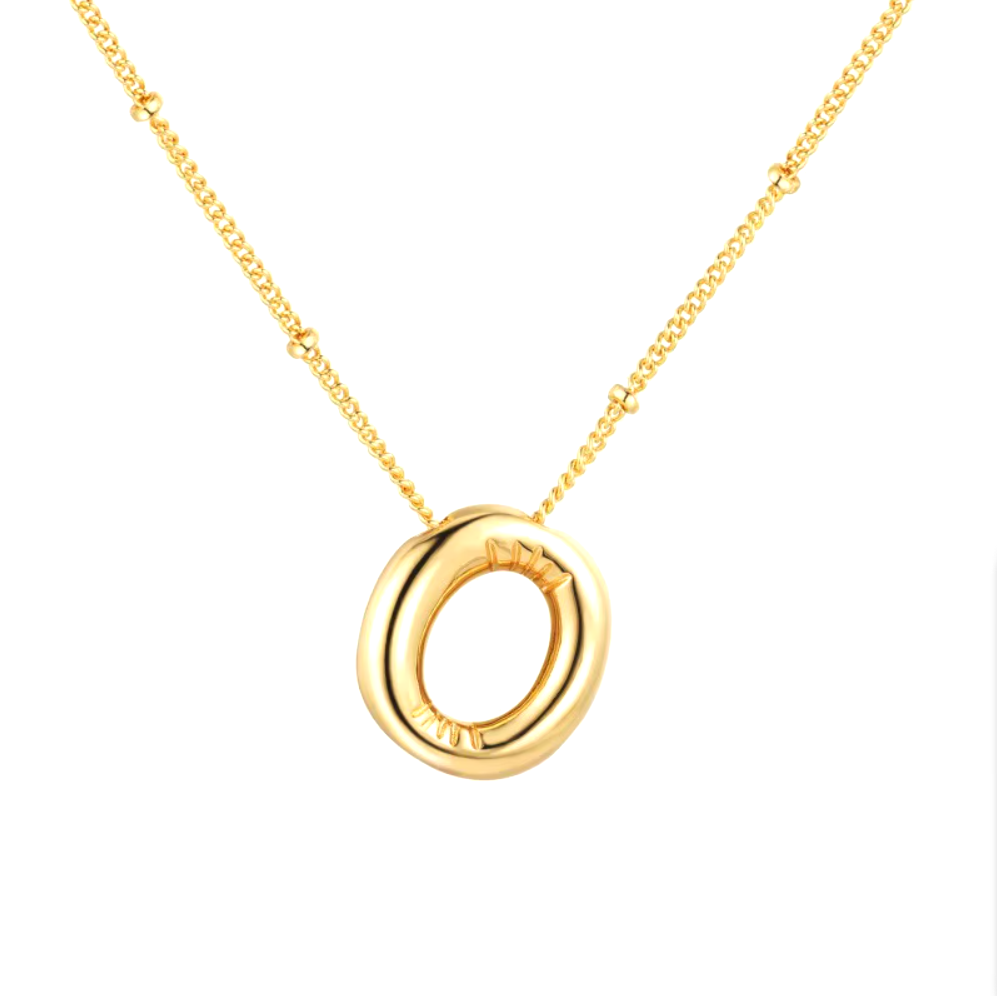 3D Bubble Initial Necklace - Polished Stainless Steel | Gold Puffed Letter Pendant