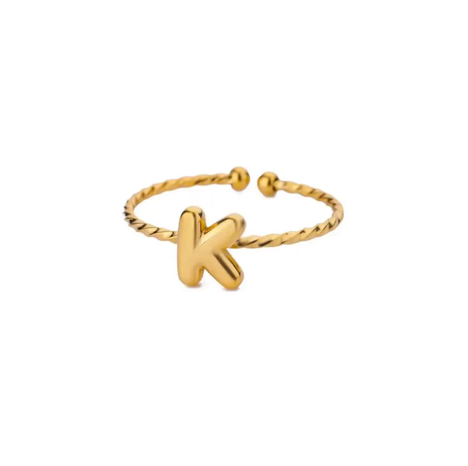 Gold Twist Initial Ring A-Z | Adjustable & Tarnish-Free – Pretty Gold Twist Initial Ring A-Z | Adjustable & Tarnish-Free – Pretty