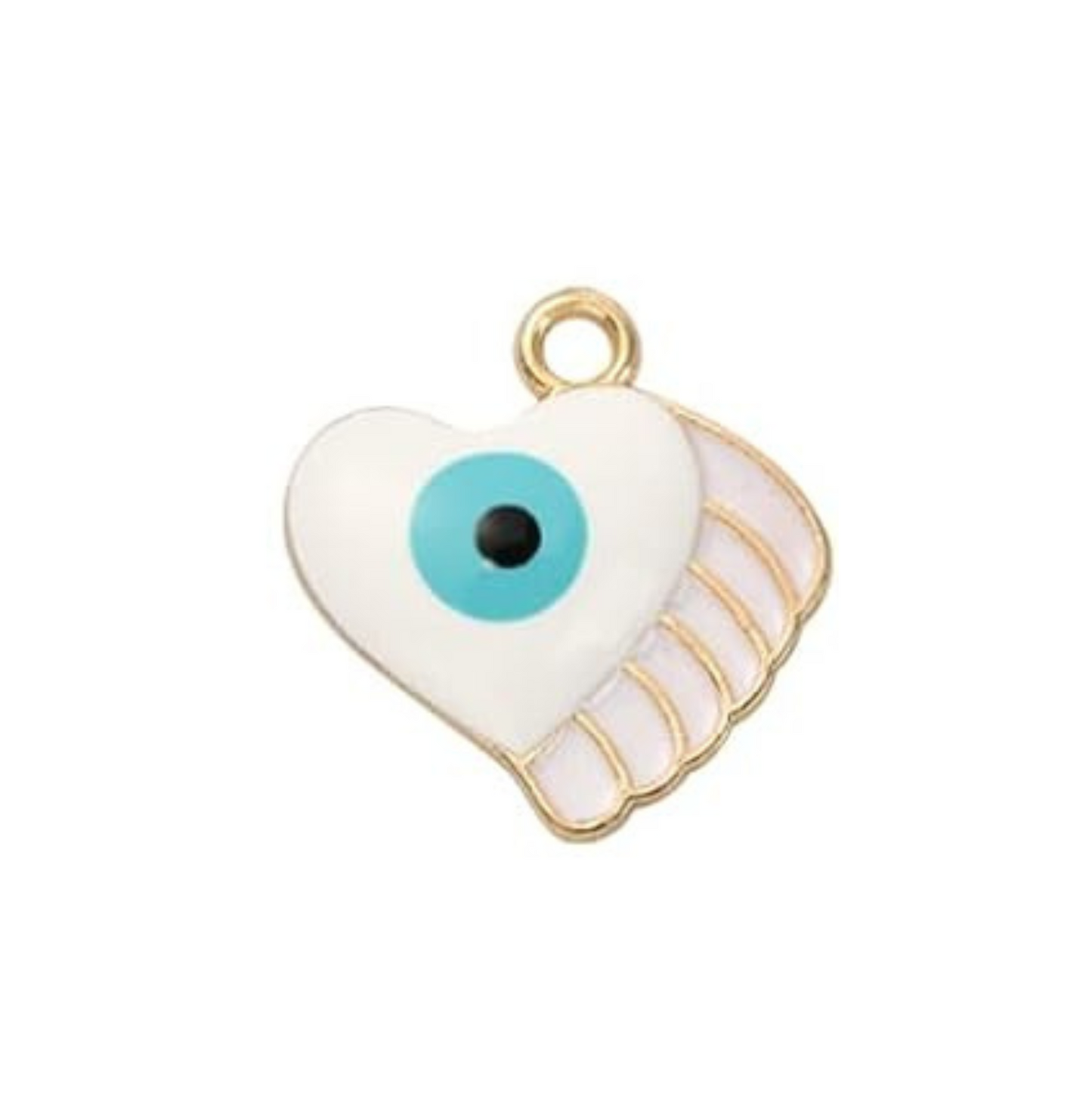 Evil Eye Heart Charm - Gold-Plated Enamel Protection Symbol