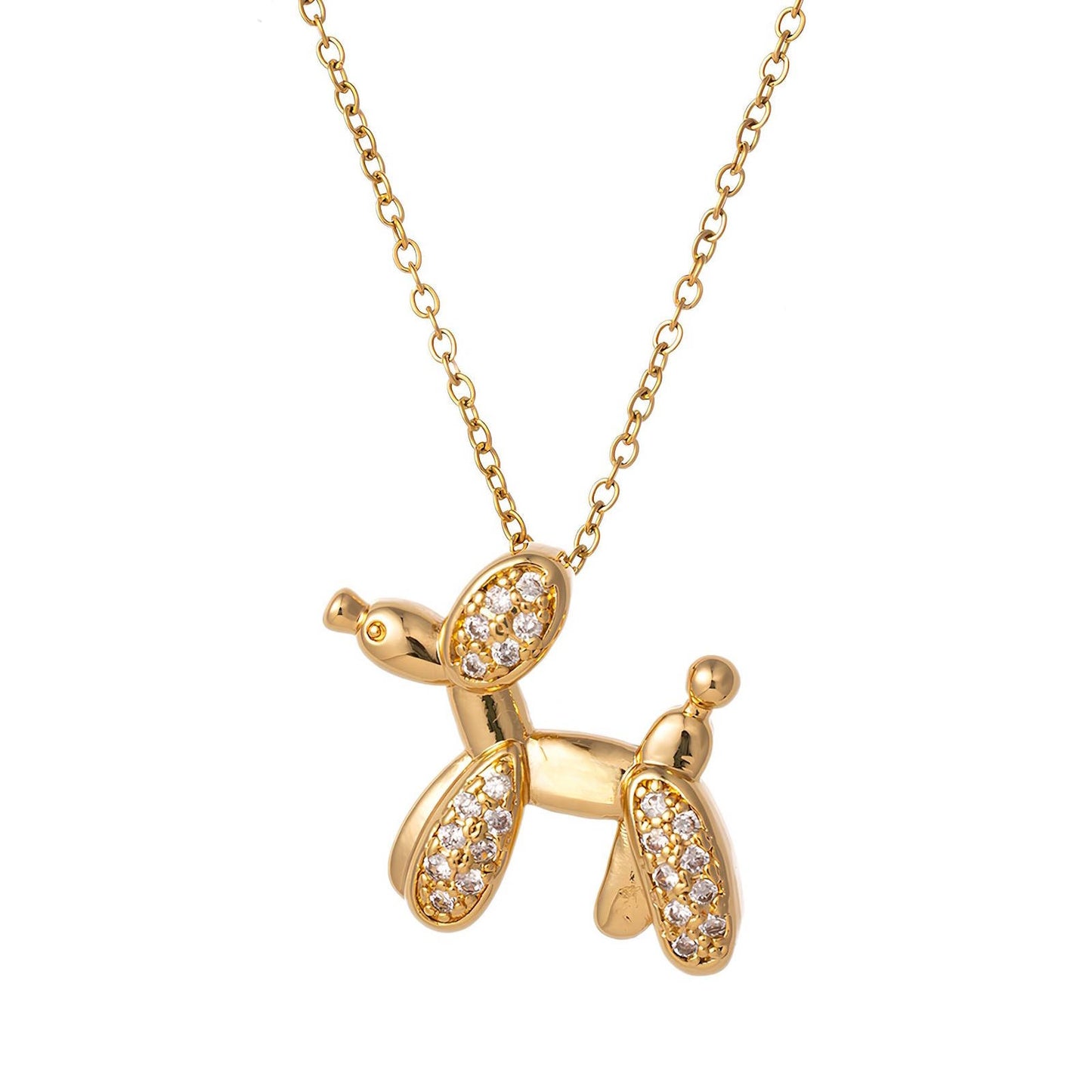 Cute Dog Charm Necklace in 18K Gold Plated Steel