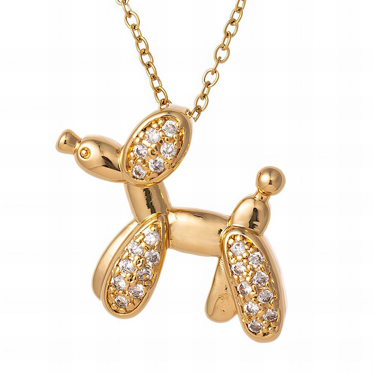 Cute Dog Charm Necklace in 18K Gold Plated Steel