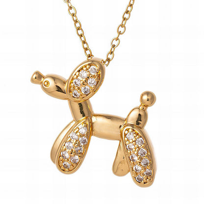 Cute Dog Charm Necklace in 18K Gold Plated Steel