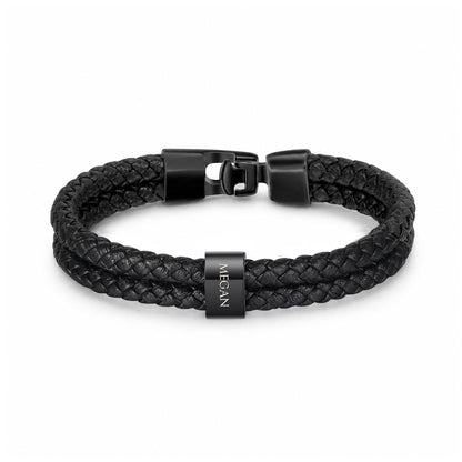 Men's Leather Bracelet with Up to 6 Names