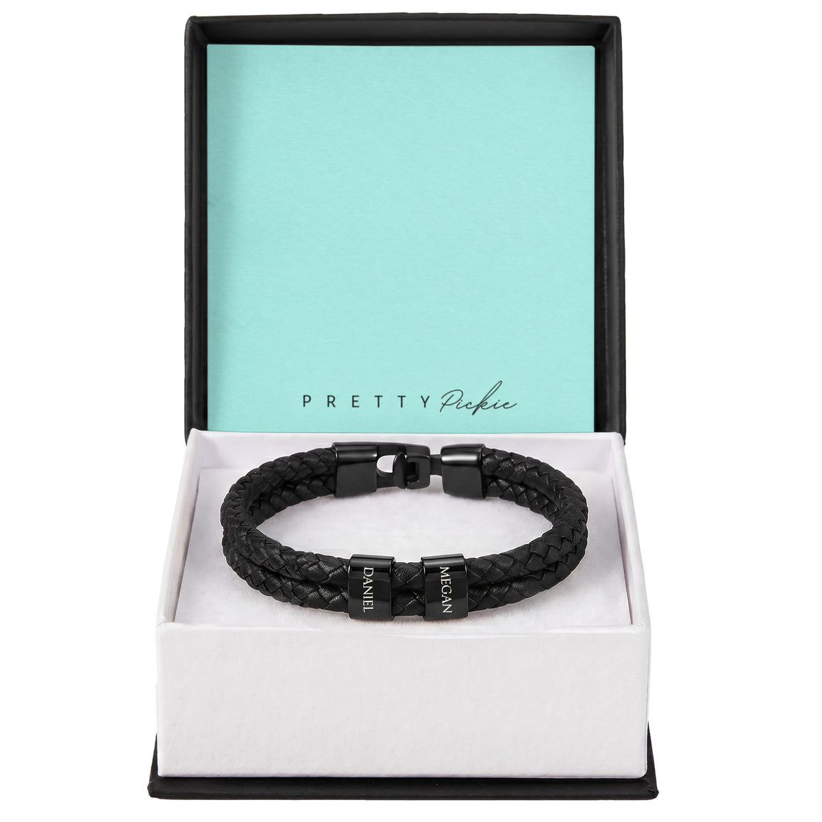Men's Leather Bracelet with Up to 6 Names