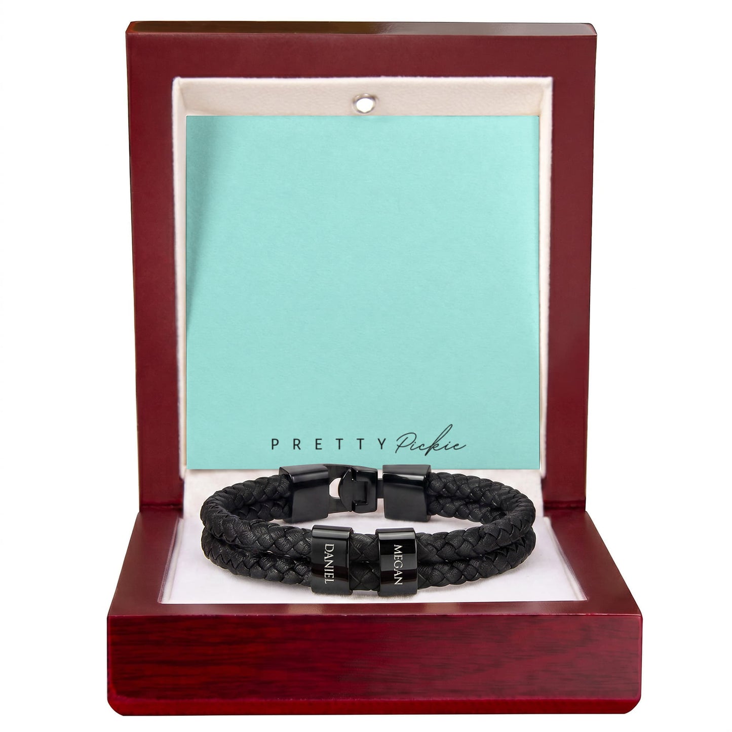 Men's Leather Bracelet with Up to 6 Names