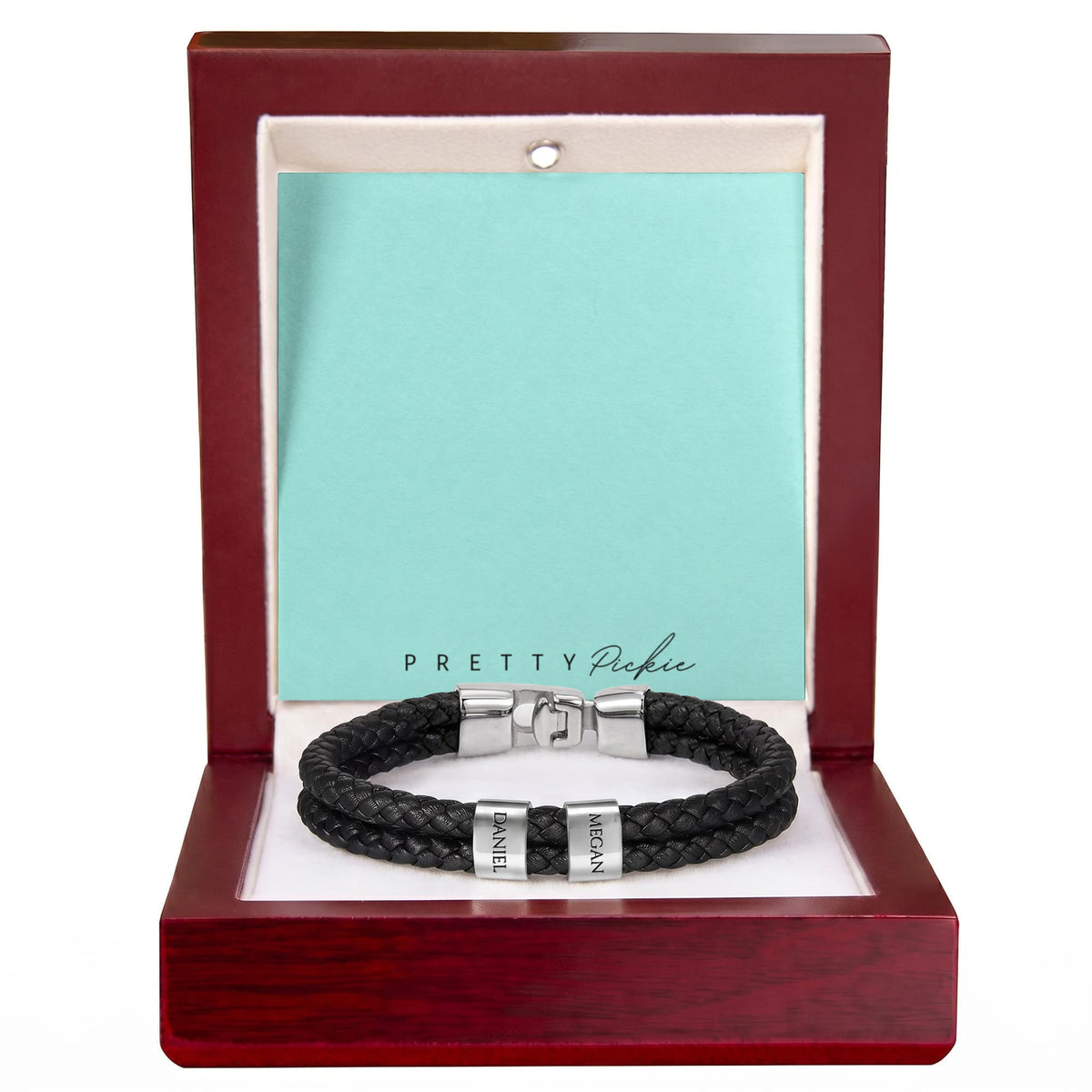 Men's Leather Bracelet with Up to 6 Names