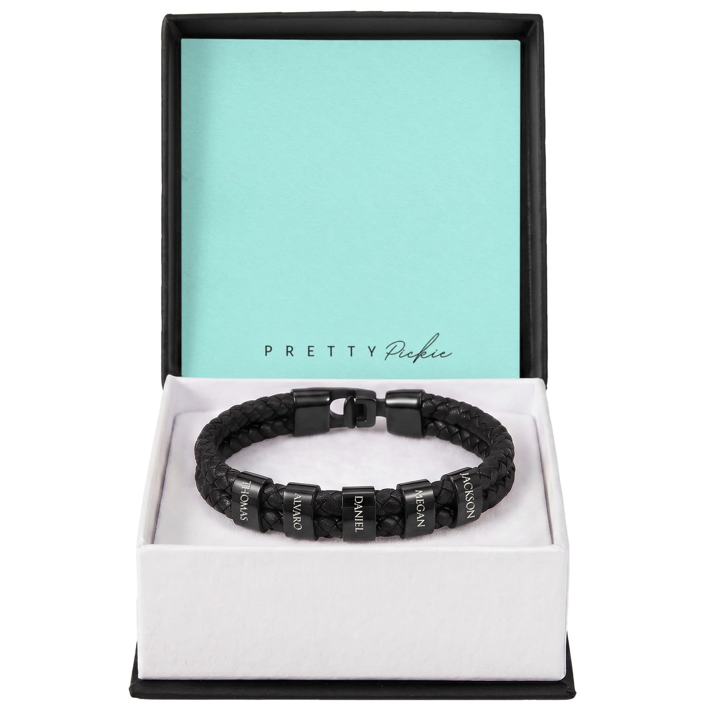 Men's Leather Bracelet with Up to 6 Names