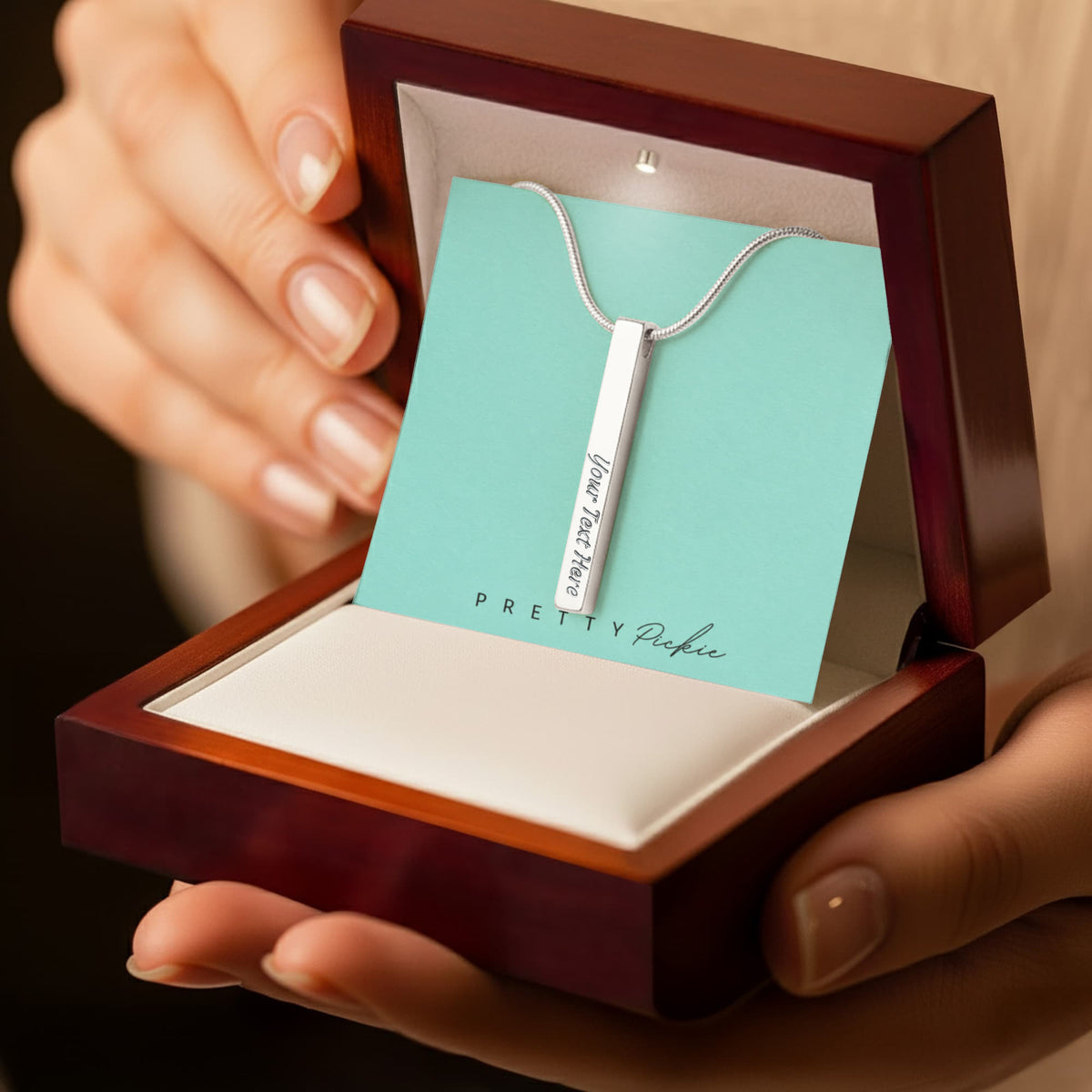 Engraved 4-Sided Bar Necklace