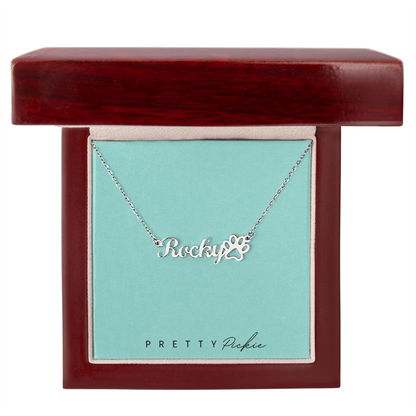 Pet Name Necklace with Paw Print