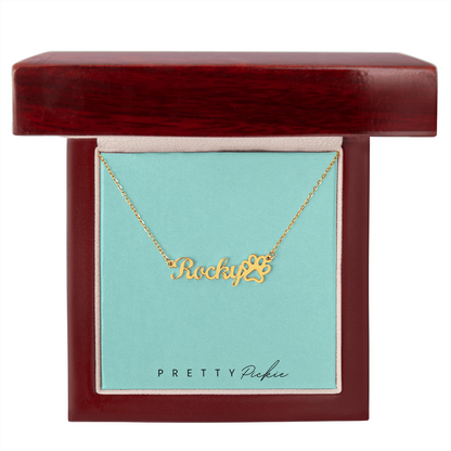 Pet Name Necklace with Paw Print