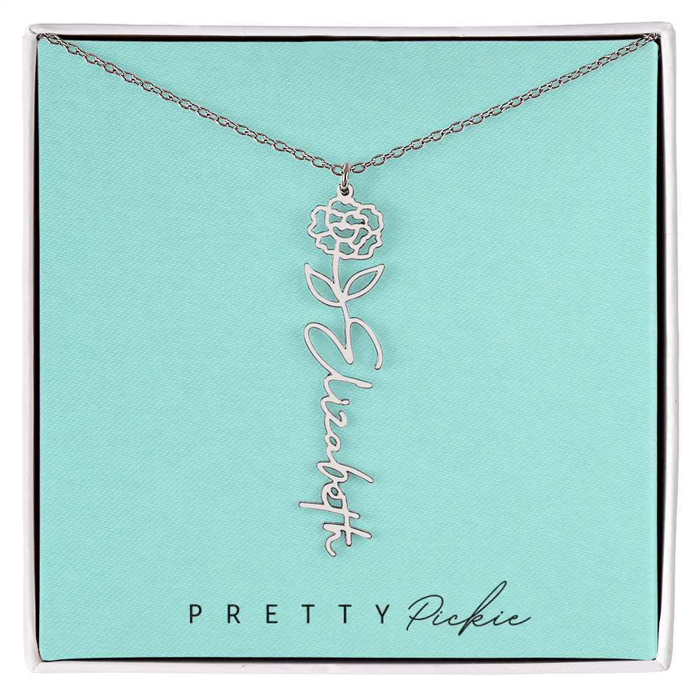 Birth Flower Name Necklace