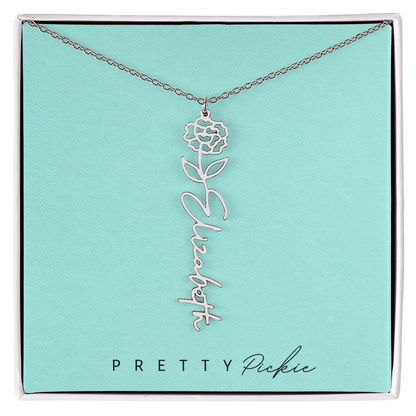 Birth Flower Name Necklace