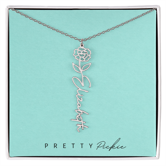 Birth Flower Name Necklace