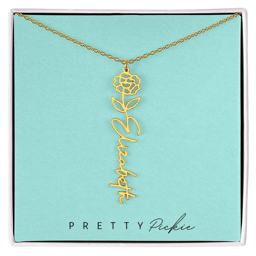 Birth Flower Name Necklace