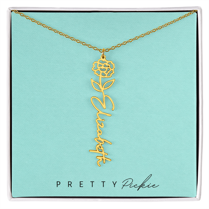 Birth Flower Name Necklace