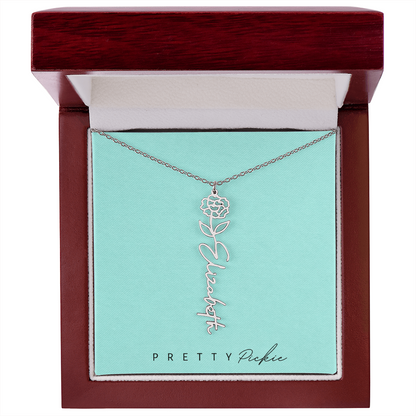 Birth Flower Name Necklace
