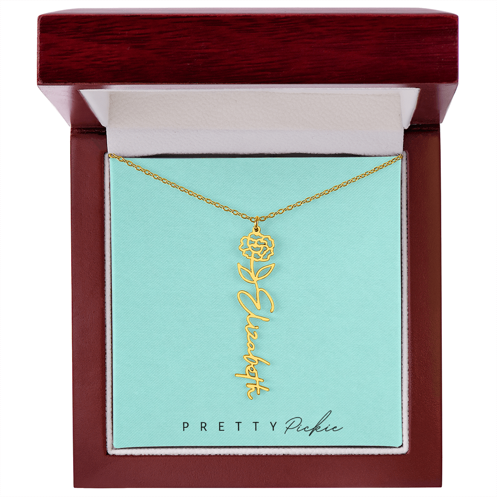 Birth Flower Name Necklace