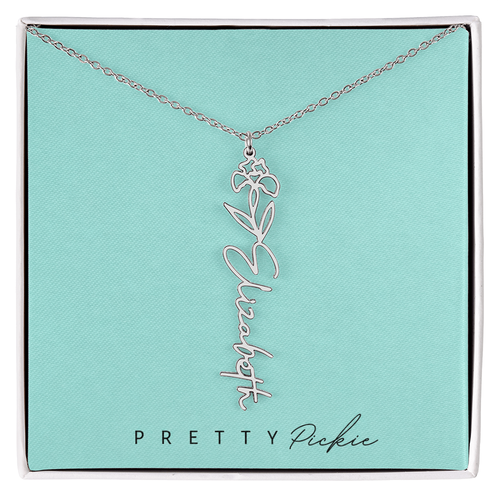 Birth Flower Name Necklace