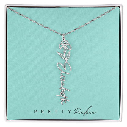 Birth Flower Name Necklace