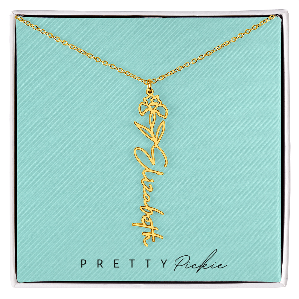 Birth Flower Name Necklace