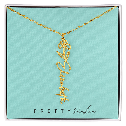 Birth Flower Name Necklace