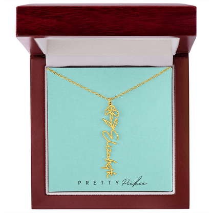 Birth Flower Name Necklace