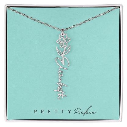Birth Flower Name Necklace