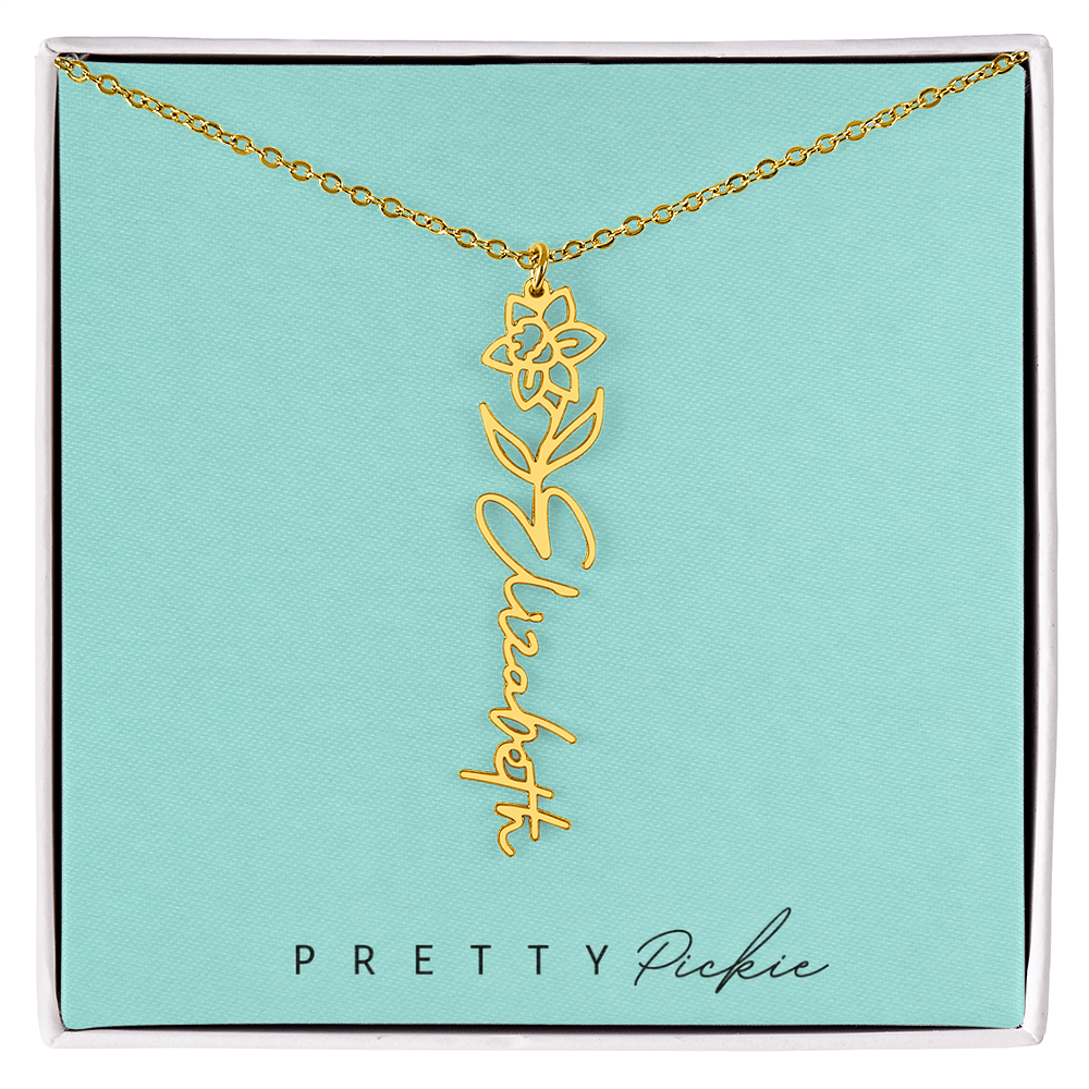 Birth Flower Name Necklace