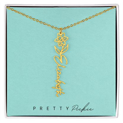 Birth Flower Name Necklace