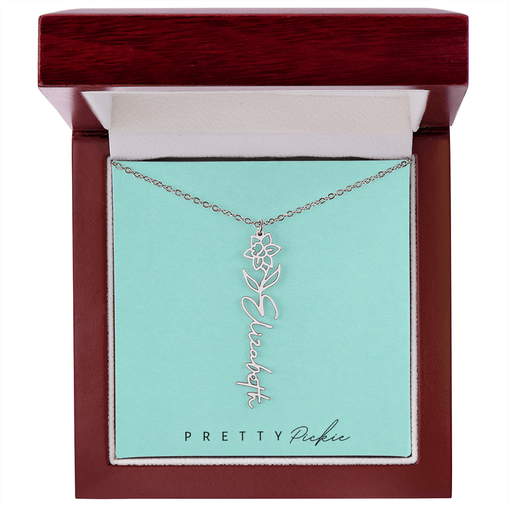 Birth Flower Name Necklace