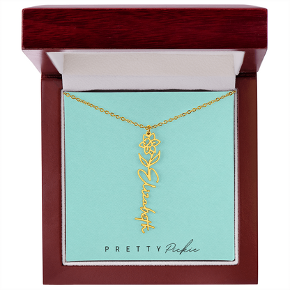 Birth Flower Name Necklace