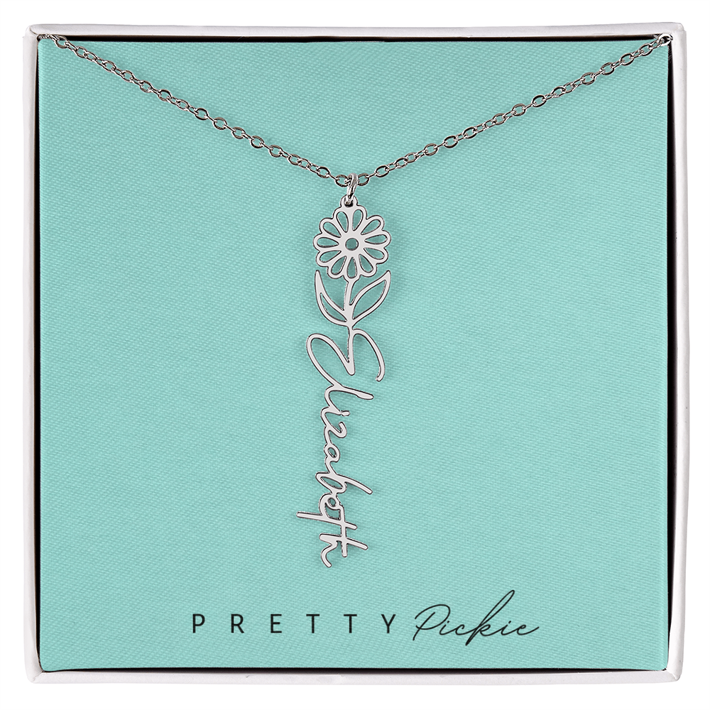 Birth Flower Name Necklace