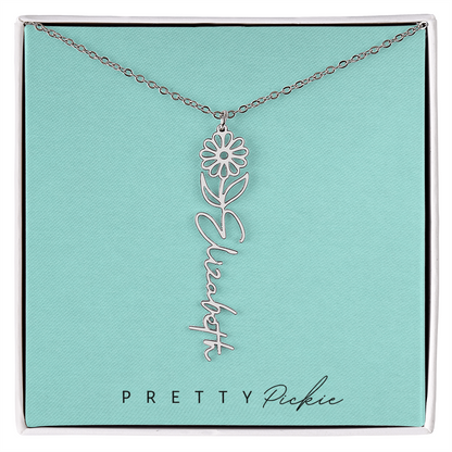 Birth Flower Name Necklace