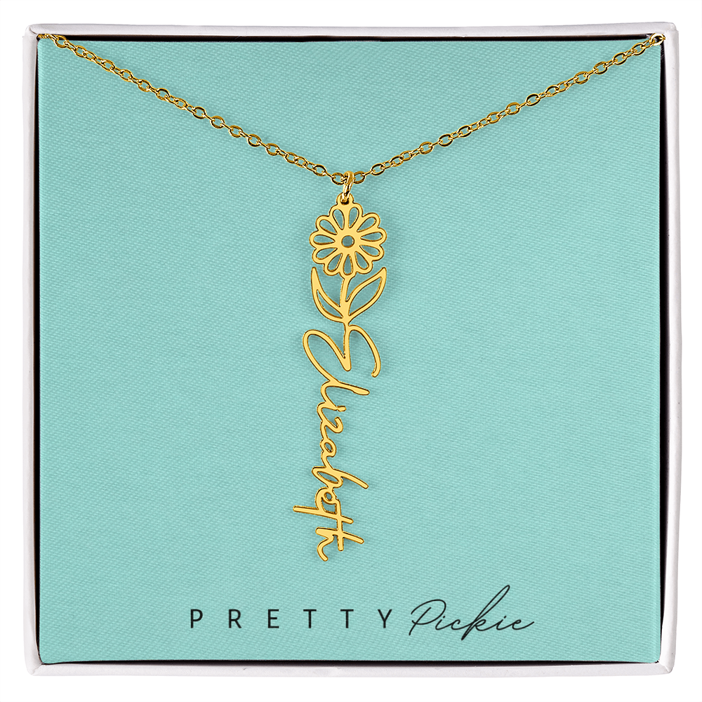 Birth Flower Name Necklace