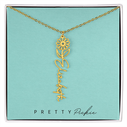 Birth Flower Name Necklace