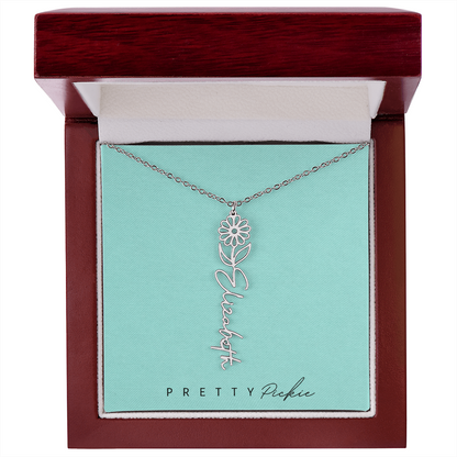 Birth Flower Name Necklace