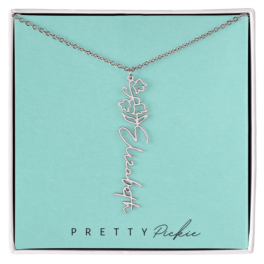 Birth Flower Name Necklace