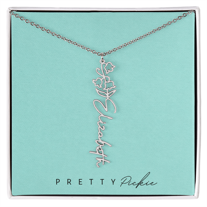 Birth Flower Name Necklace