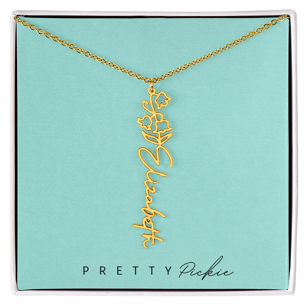 Birth Flower Name Necklace