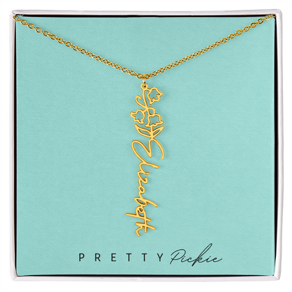 Birth Flower Name Necklace