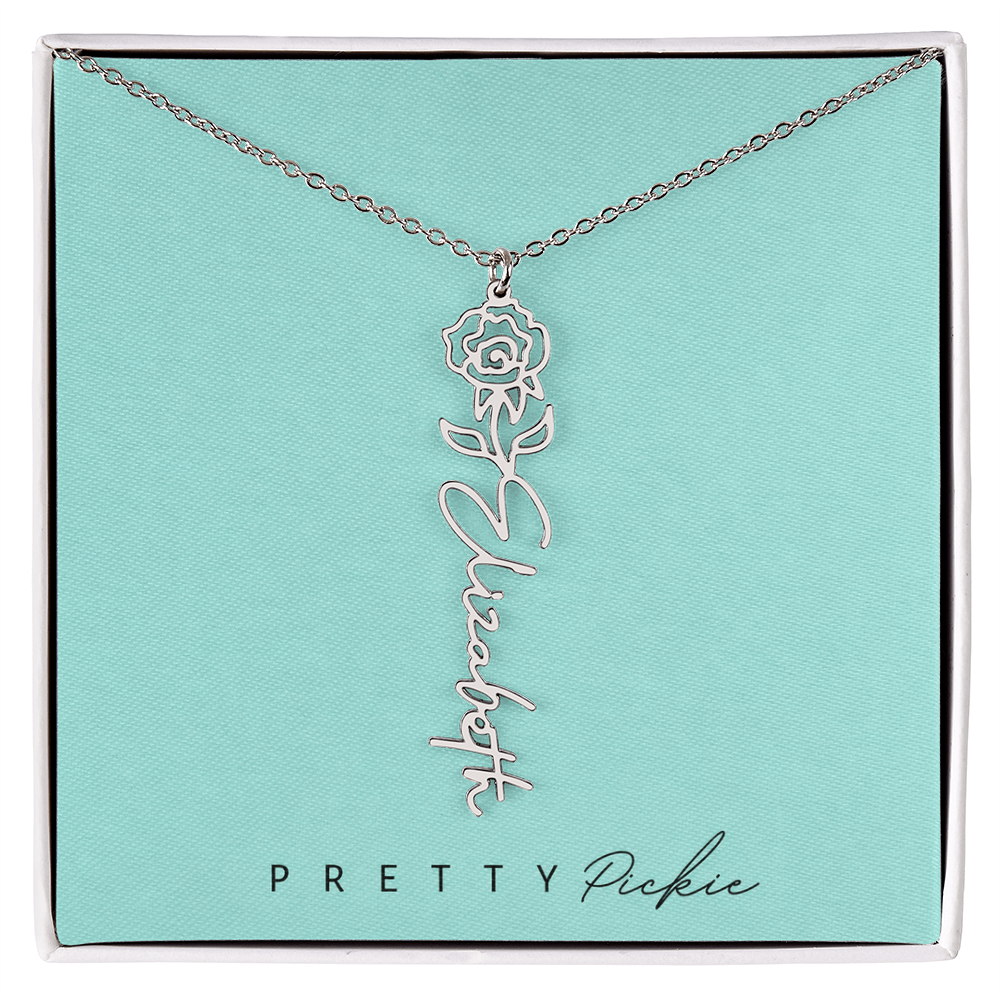 Birth Flower Name Necklace