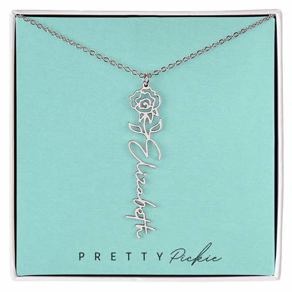 Birth Flower Name Necklace