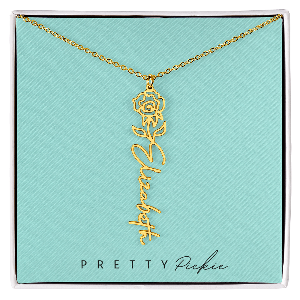 Birth Flower Name Necklace