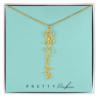 Birth Flower Name Necklace