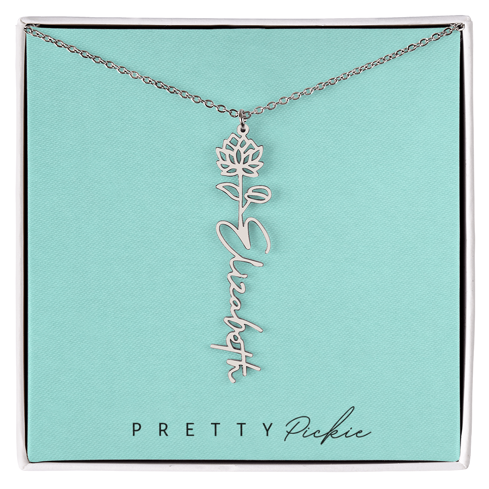 Birth Flower Name Necklace